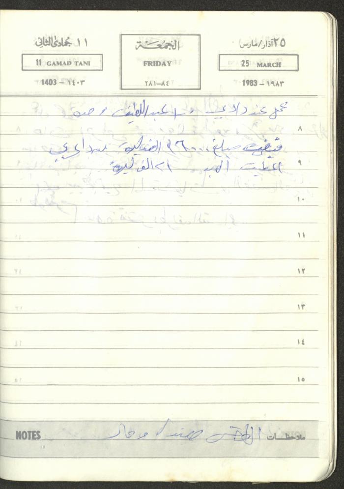 Mahmoud Khreisheh Diaries, Thinnaba- Tulkarm, 1983