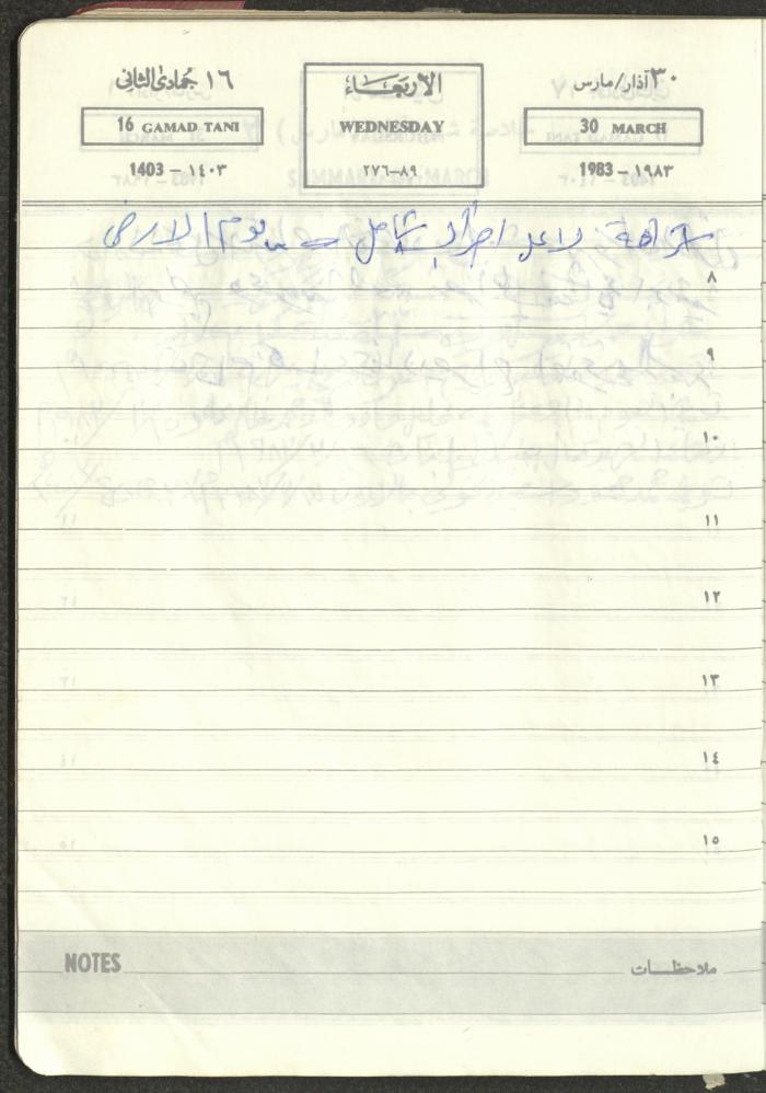 Mahmoud Khreisheh Diaries, Thinnaba- Tulkarm, 1983