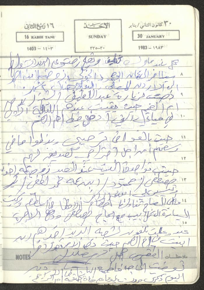 Mahmoud Khreisheh Diaries, Thinnaba- Tulkarm, 1983