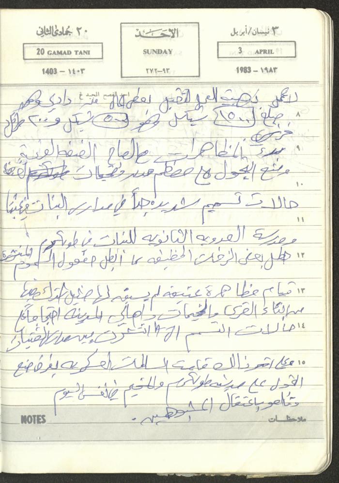 Mahmoud Khreisheh Diaries, Thinnaba- Tulkarm, 1983