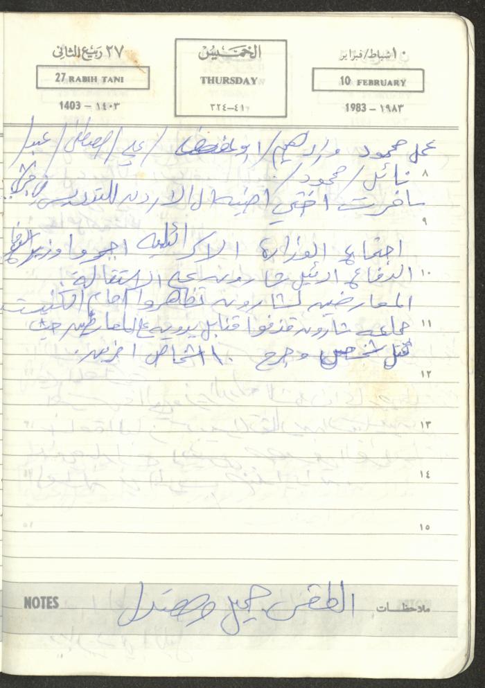 Mahmoud Khreisheh Diaries, Thinnaba- Tulkarm, 1983