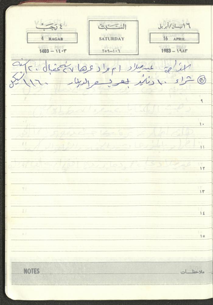 Mahmoud Khreisheh Diaries, Thinnaba- Tulkarm, 1983