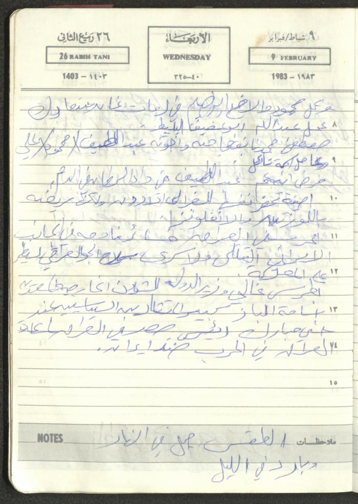 Mahmoud Khreisheh Diaries, Thinnaba- Tulkarm, 1983