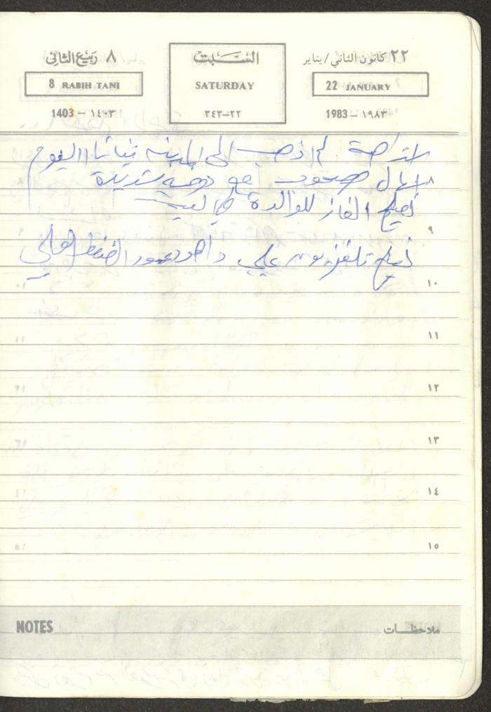 Mahmoud Khreisheh Diaries, Thinnaba- Tulkarm, 1983