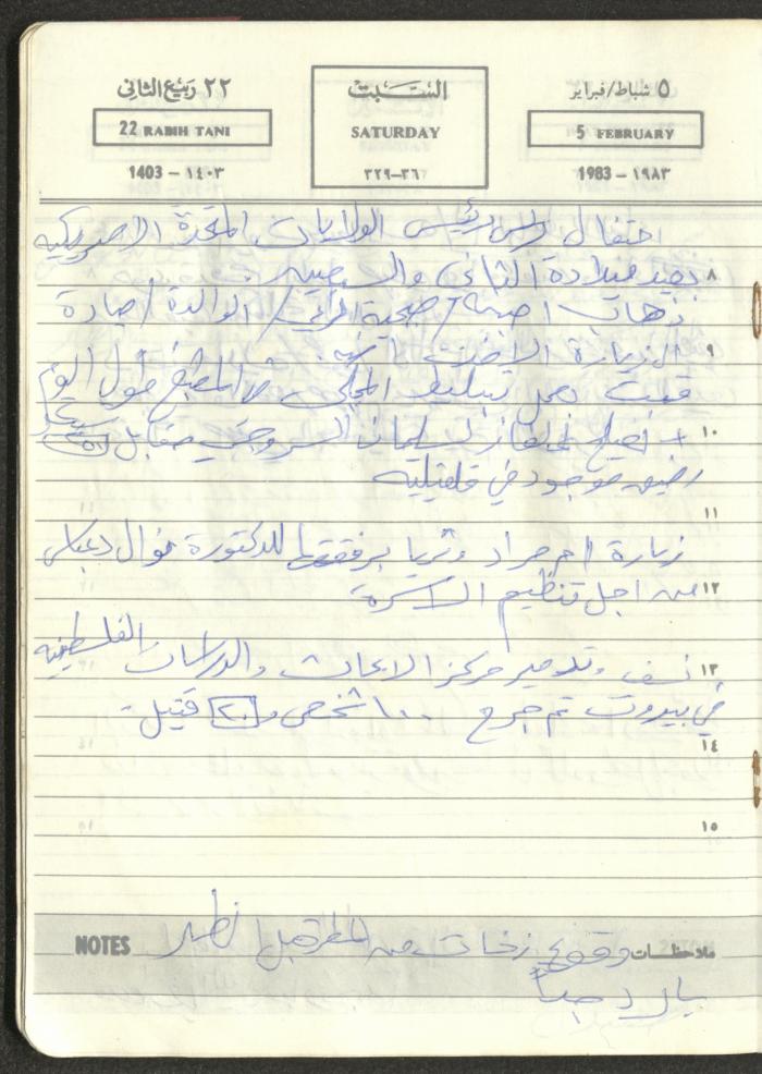 Mahmoud Khreisheh Diaries, Thinnaba- Tulkarm, 1983