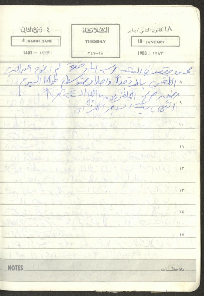 Mahmoud Khreisheh Diaries, Thinnaba- Tulkarm, 1983