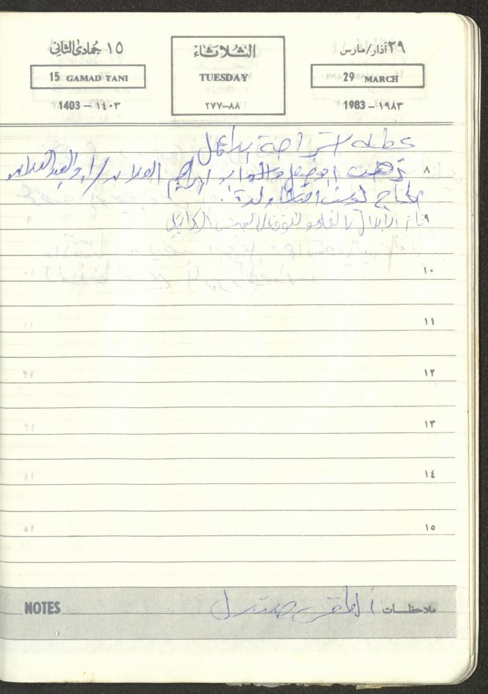 Mahmoud Khreisheh Diaries, Thinnaba- Tulkarm, 1983
