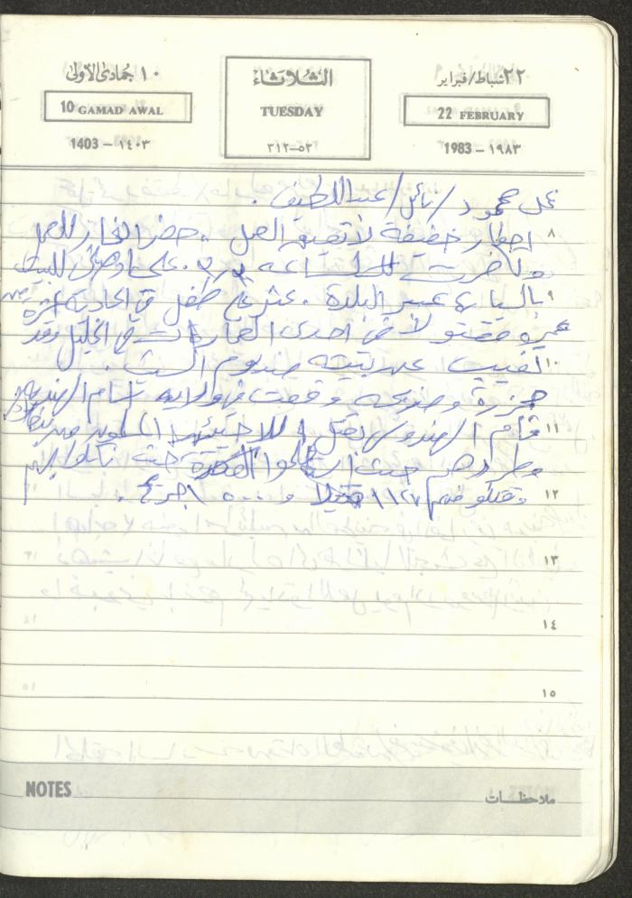 Mahmoud Khreisheh Diaries, Thinnaba- Tulkarm, 1983