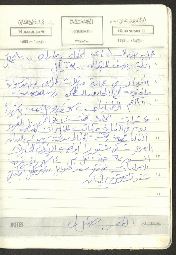 Mahmoud Khreisheh Diaries, Thinnaba- Tulkarm, 1983