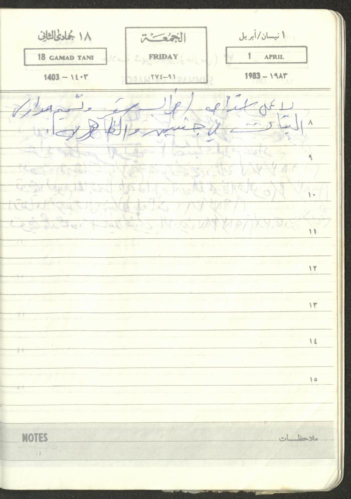 Mahmoud Khreisheh Diaries, Thinnaba- Tulkarm, 1983