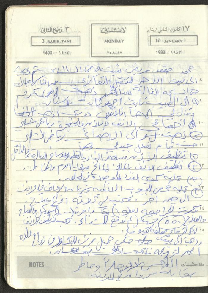 Mahmoud Khreisheh Diaries, Thinnaba- Tulkarm, 1983