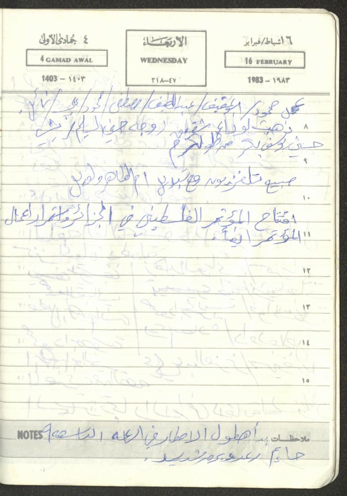 Mahmoud Khreisheh Diaries, Thinnaba- Tulkarm, 1983