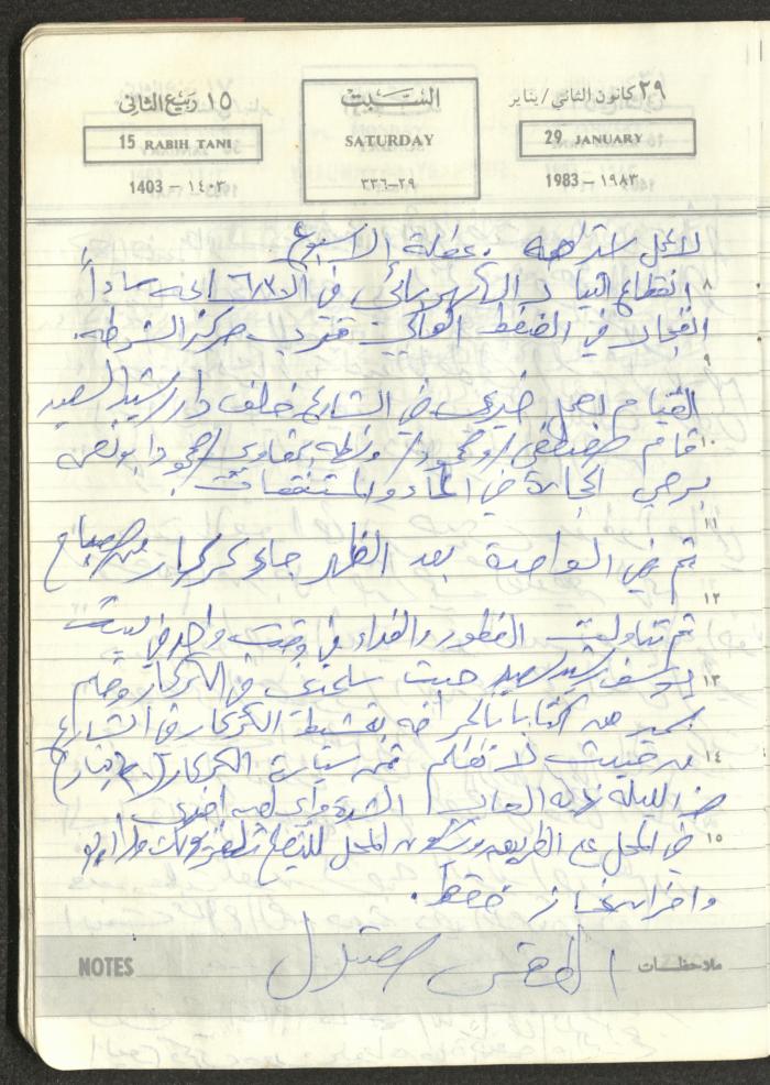 Mahmoud Khreisheh Diaries, Thinnaba- Tulkarm, 1983