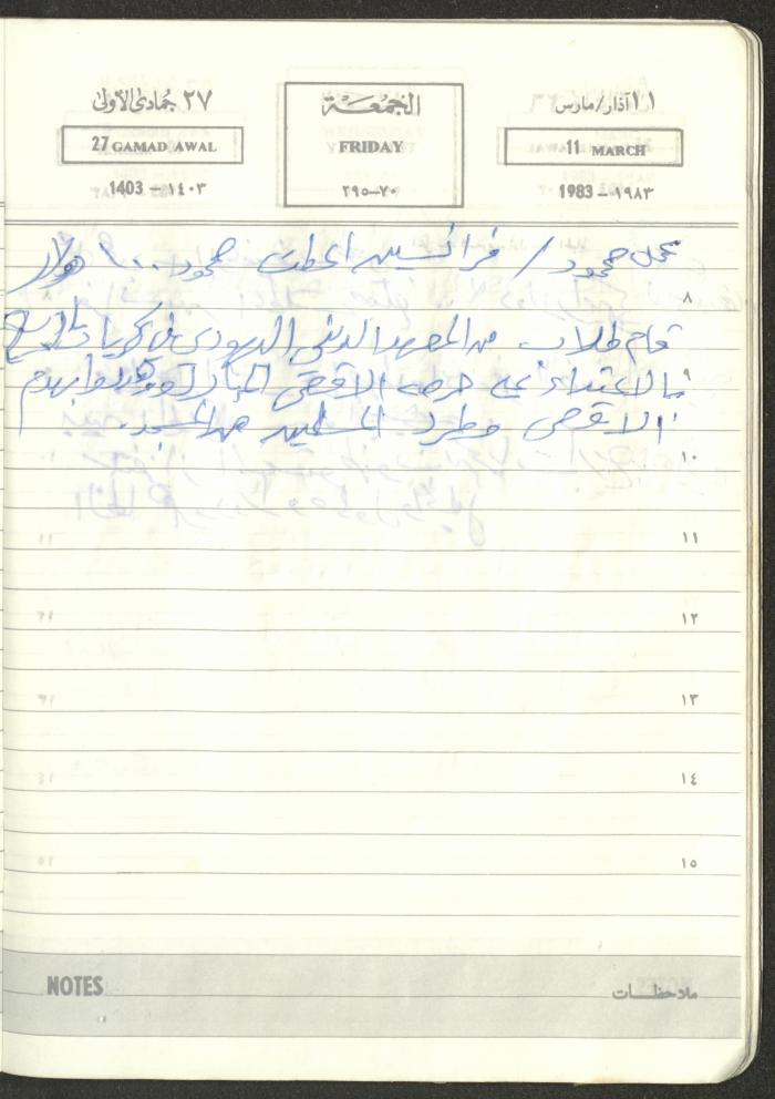 Mahmoud Khreisheh Diaries, Thinnaba- Tulkarm, 1983