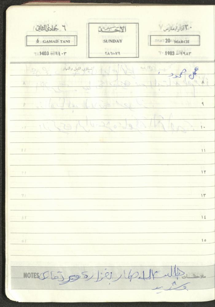 Mahmoud Khreisheh Diaries, Thinnaba- Tulkarm, 1983