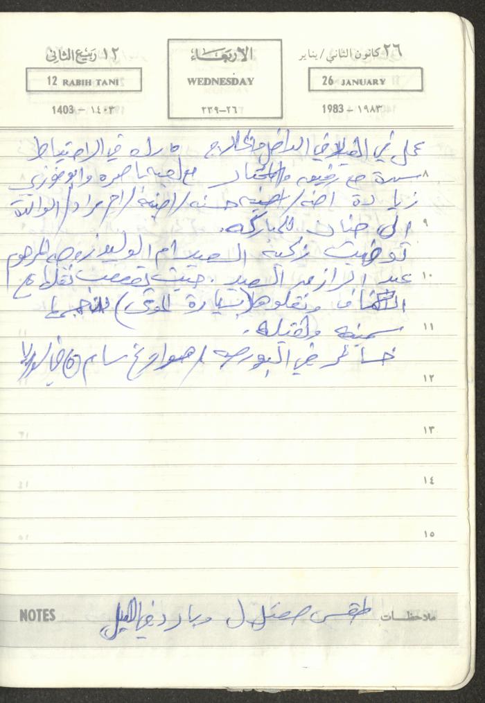 Mahmoud Khreisheh Diaries, Thinnaba- Tulkarm, 1983