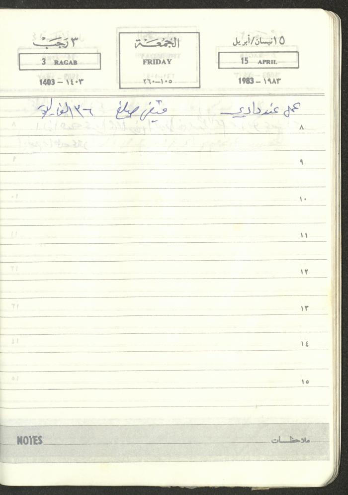 Mahmoud Khreisheh Diaries, Thinnaba- Tulkarm, 1983