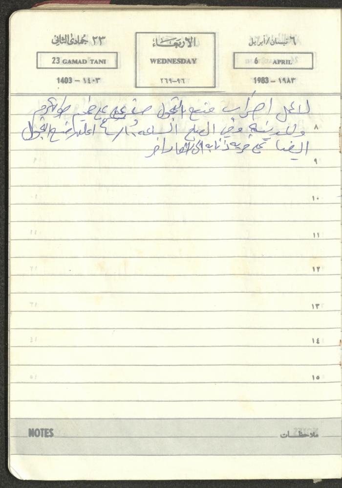 Mahmoud Khreisheh Diaries, Thinnaba- Tulkarm, 1983