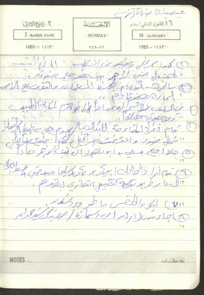 Mahmoud Khreisheh Diaries, Thinnaba- Tulkarm, 1983