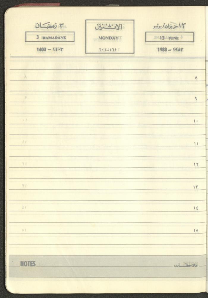 Mahmoud Khreisheh Diaries, Thinnaba- Tulkarm, 1983