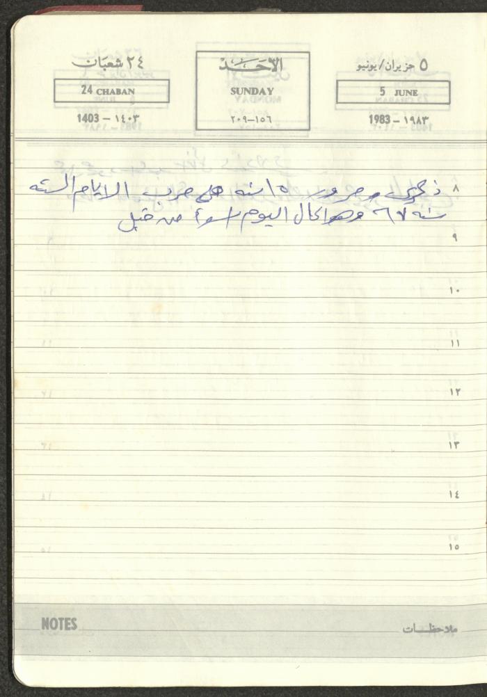 Mahmoud Khreisheh Diaries, Thinnaba- Tulkarm, 1983