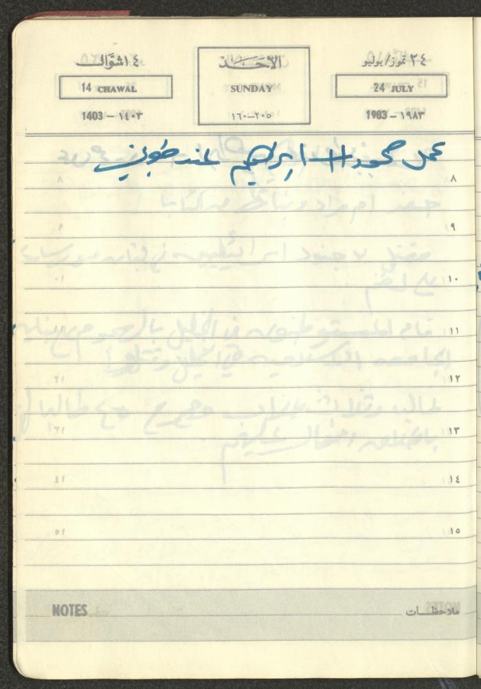 Mahmoud Khreisheh Diaries, Thinnaba- Tulkarm, 1983