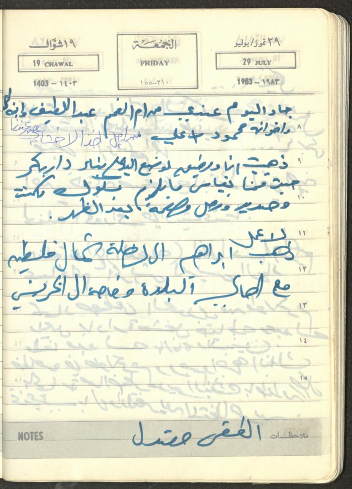 Mahmoud Khreisheh Diaries, Thinnaba- Tulkarm, 1983