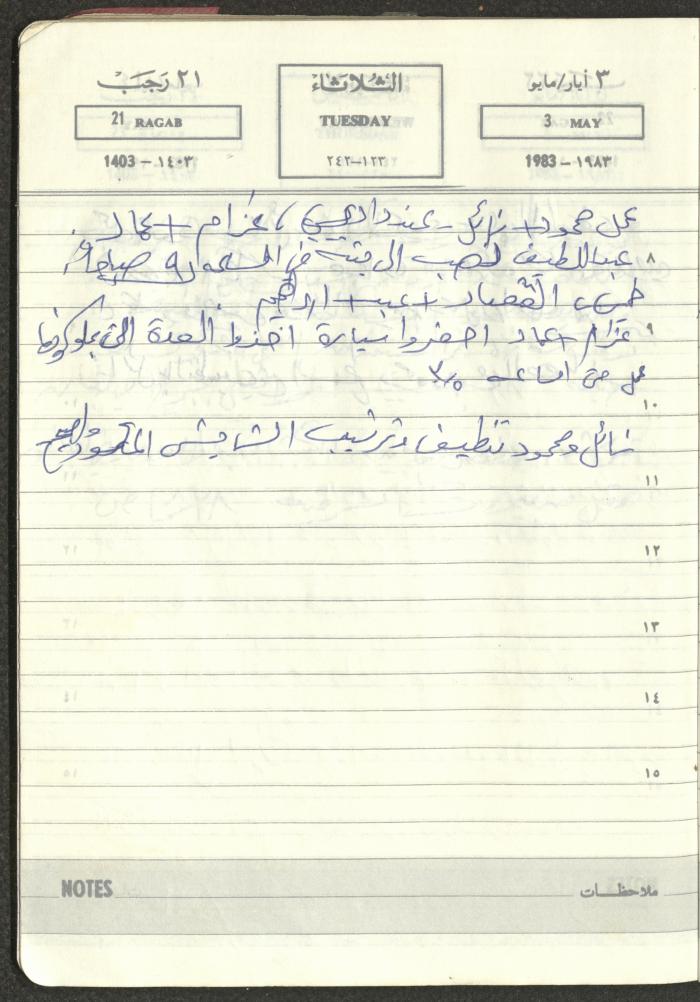 Mahmoud Khreisheh Diaries, Thinnaba- Tulkarm, 1983