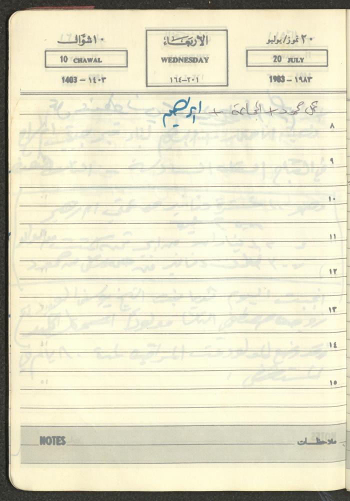 Mahmoud Khreisheh Diaries, Thinnaba- Tulkarm, 1983