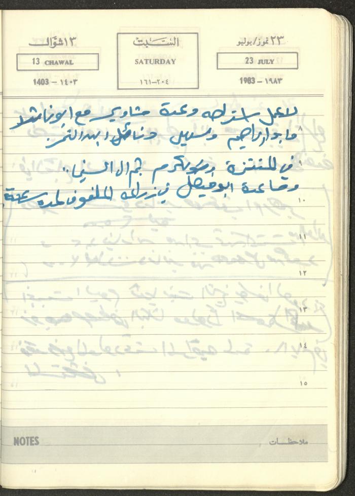 Mahmoud Khreisheh Diaries, Thinnaba- Tulkarm, 1983