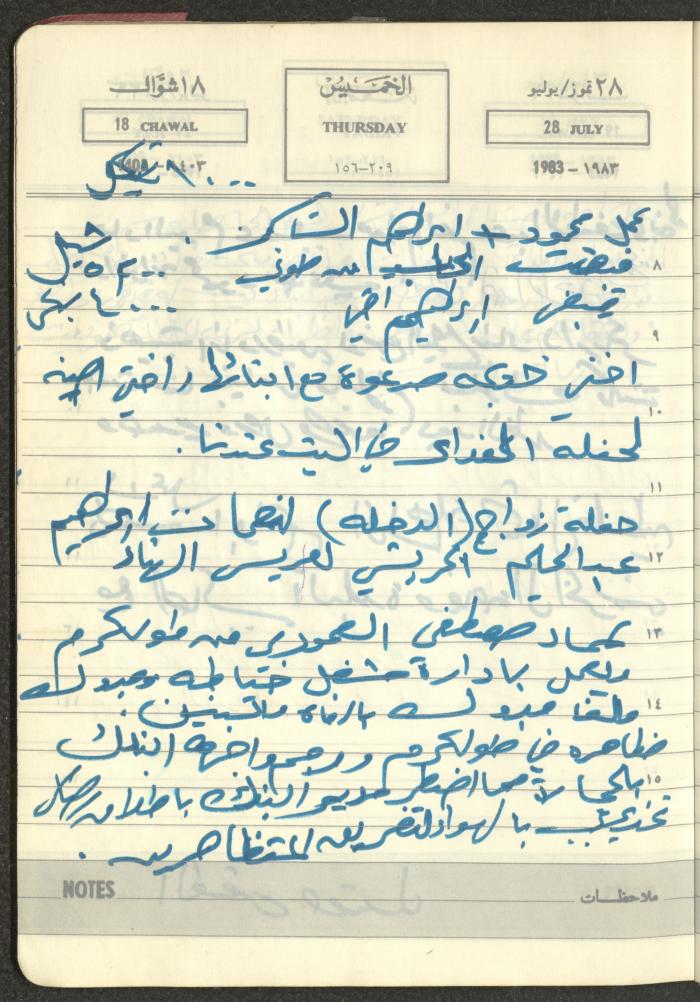 Mahmoud Khreisheh Diaries, Thinnaba- Tulkarm, 1983