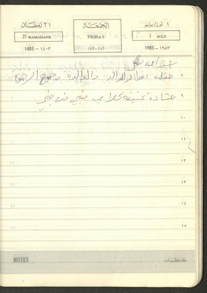 Mahmoud Khreisheh Diaries, Thinnaba- Tulkarm, 1983