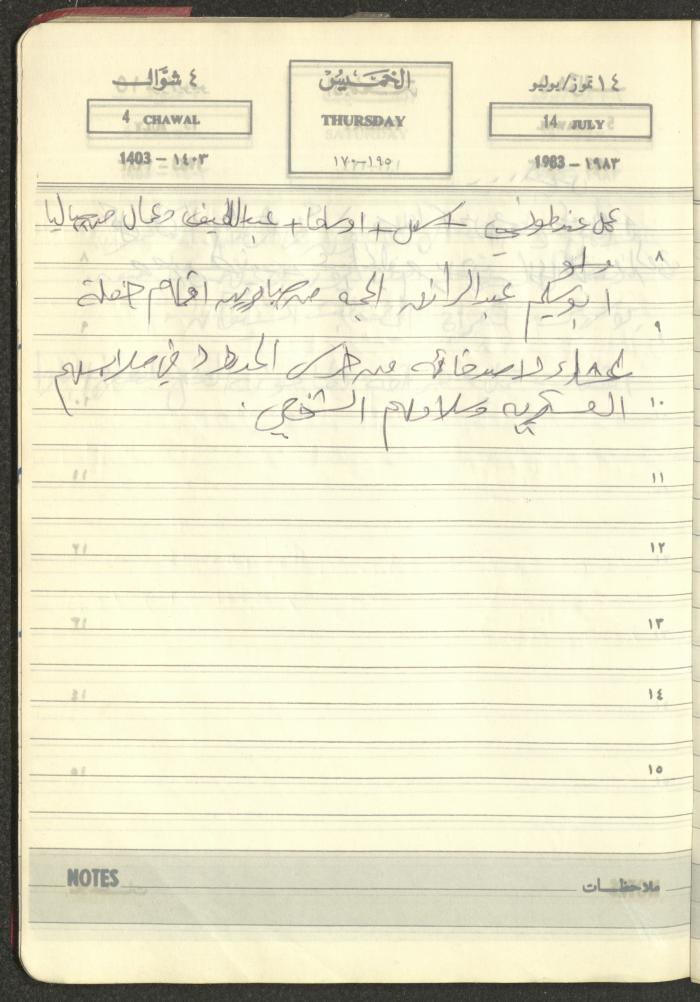 Mahmoud Khreisheh Diaries, Thinnaba- Tulkarm, 1983