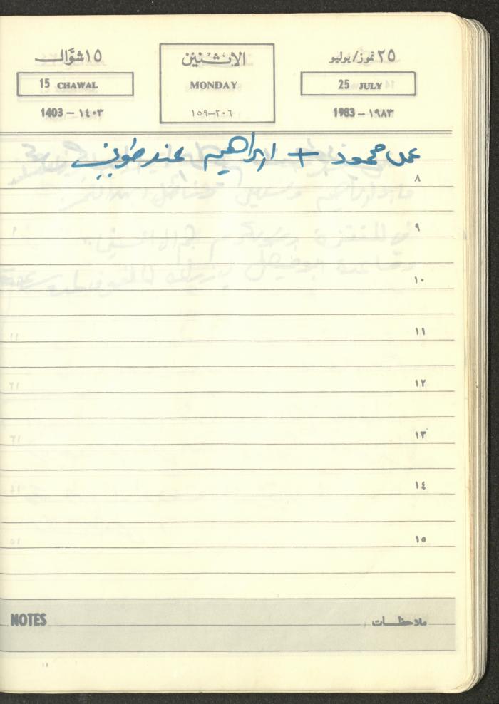 Mahmoud Khreisheh Diaries, Thinnaba- Tulkarm, 1983