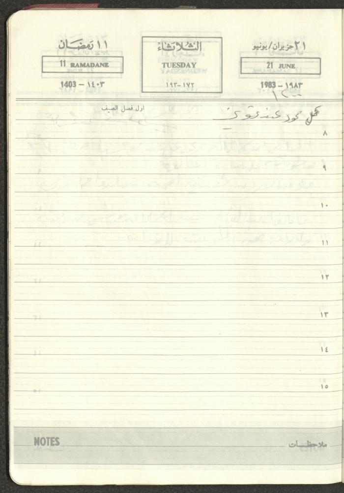 Mahmoud Khreisheh Diaries, Thinnaba- Tulkarm, 1983