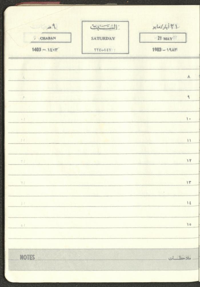 Mahmoud Khreisheh Diaries, Thinnaba- Tulkarm, 1983