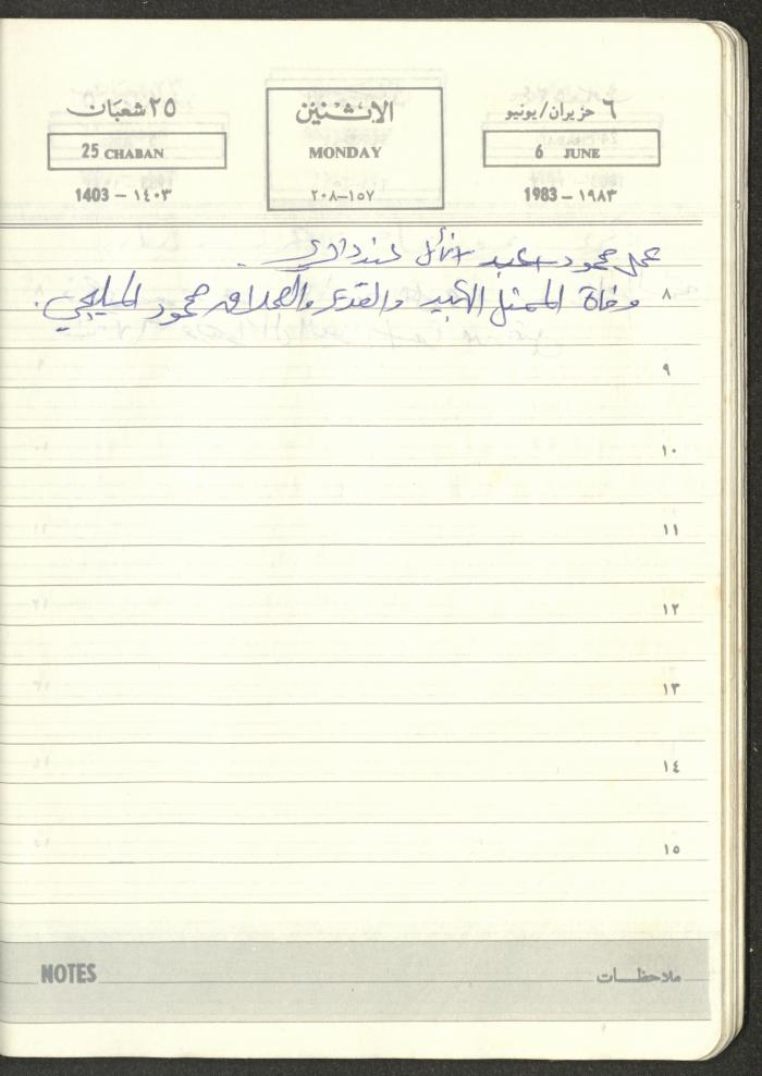 Mahmoud Khreisheh Diaries, Thinnaba- Tulkarm, 1983