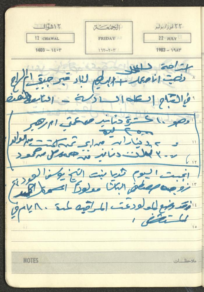 Mahmoud Khreisheh Diaries, Thinnaba- Tulkarm, 1983