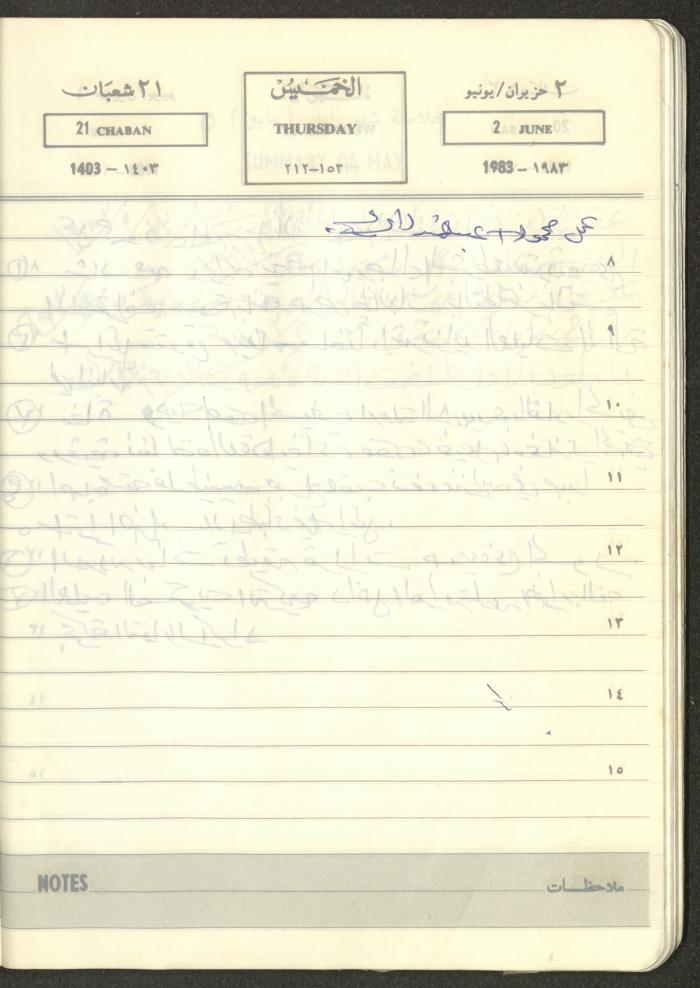Mahmoud Khreisheh Diaries, Thinnaba- Tulkarm, 1983