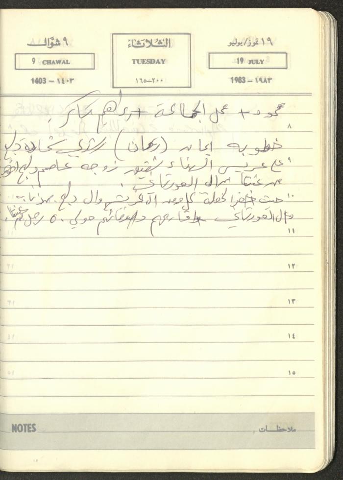 Mahmoud Khreisheh Diaries, Thinnaba- Tulkarm, 1983