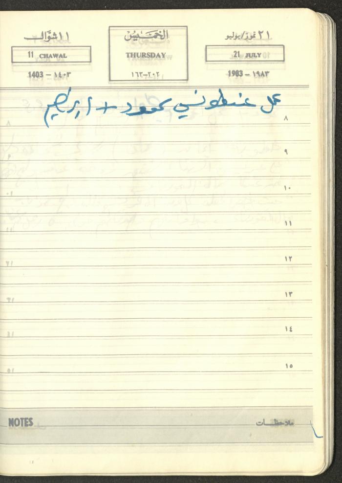 Mahmoud Khreisheh Diaries, Thinnaba- Tulkarm, 1983