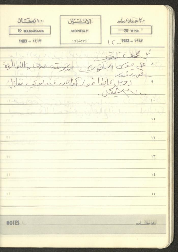 Mahmoud Khreisheh Diaries, Thinnaba- Tulkarm, 1983