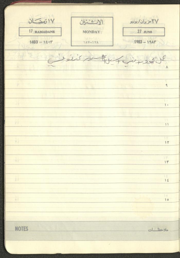 Mahmoud Khreisheh Diaries, Thinnaba- Tulkarm, 1983