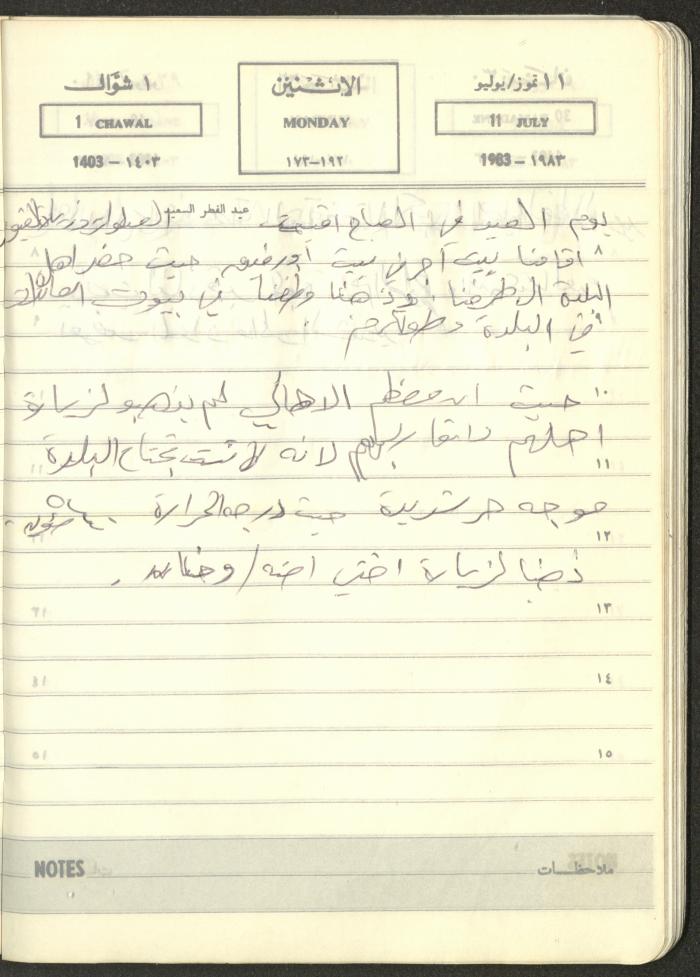 Mahmoud Khreisheh Diaries, Thinnaba- Tulkarm, 1983