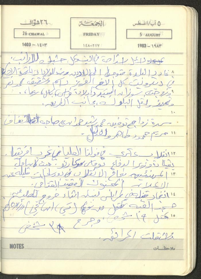 Mahmoud Khreisheh Diaries, Thinnaba- Tulkarm, 1983