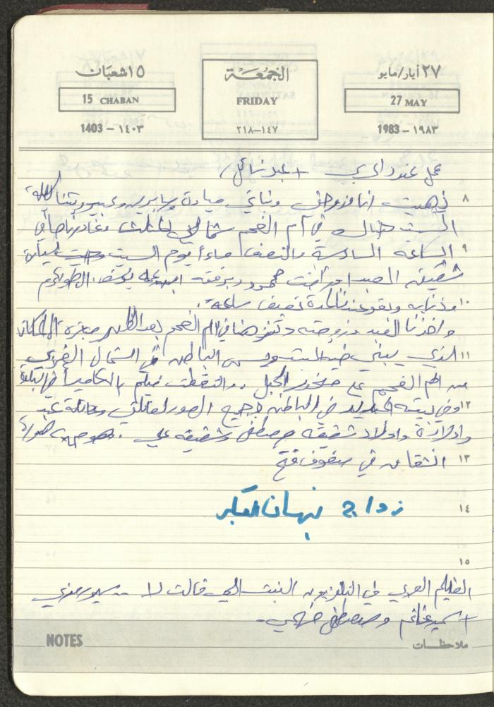 Mahmoud Khreisheh Diaries, Thinnaba- Tulkarm, 1983