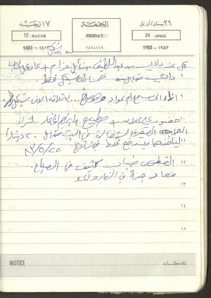 Mahmoud Khreisheh Diaries, Thinnaba- Tulkarm, 1983
