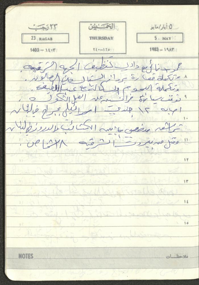 Mahmoud Khreisheh Diaries, Thinnaba- Tulkarm, 1983