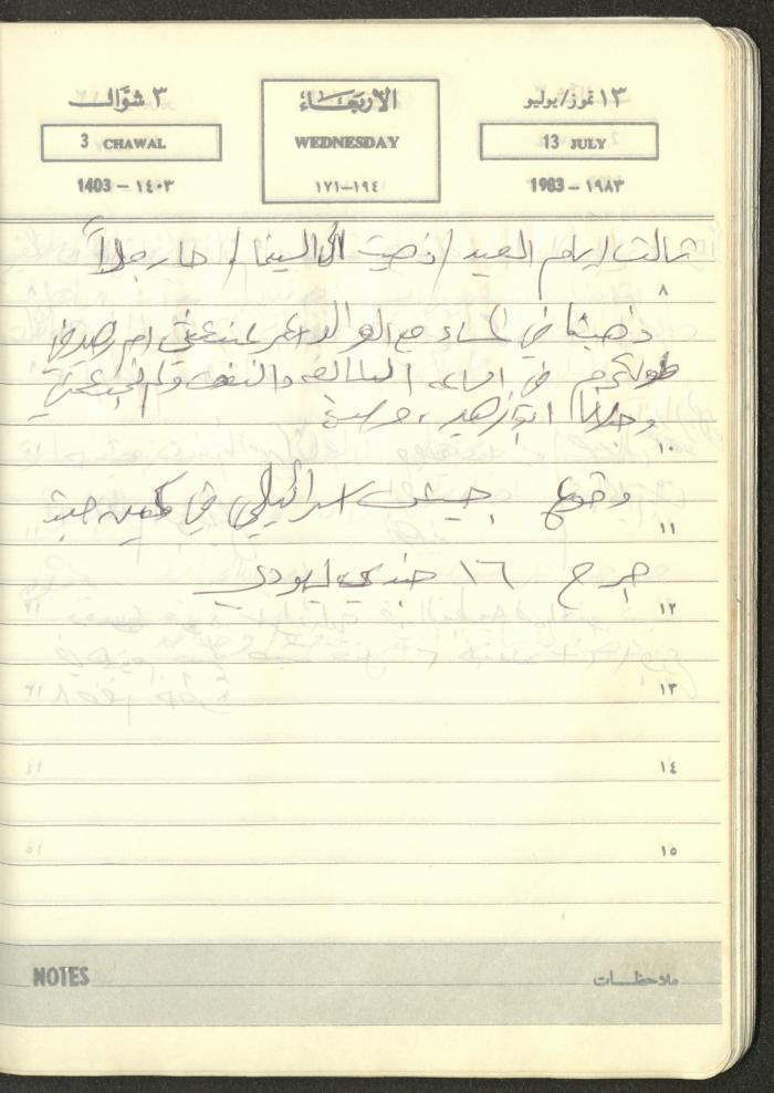 Mahmoud Khreisheh Diaries, Thinnaba- Tulkarm, 1983