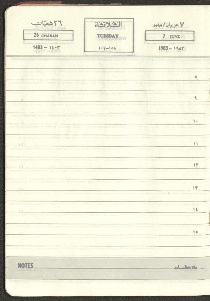 Mahmoud Khreisheh Diaries, Thinnaba- Tulkarm, 1983